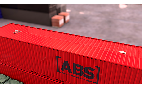 Der ABS-Lock X-Flat installert op en Container met en tijdelijke kabelsysteem